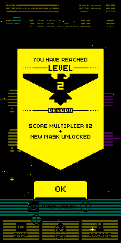 Tomb of the Mask (Android) screenshot: Level up and get a score multiplier