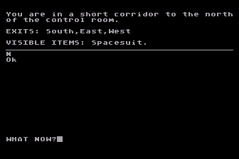 Quest for Eternity (Atari 8-bit) screenshot: Exploring the Ship