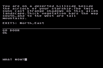 Quest for Eternity (Atari 8-bit) screenshot: Reaching an Alien Planet
