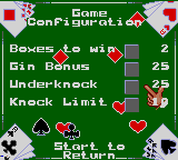 Poker Face Paul's Gin (Game Gear) screenshot: Game configuration
