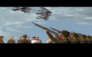 Wings of Glory (DOS) screenshot: ...at least you'll get a nice funeral!