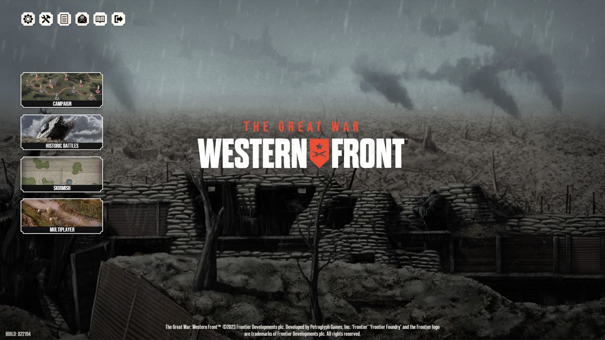 The Great War: Western Front (Windows) screenshot: Main menu