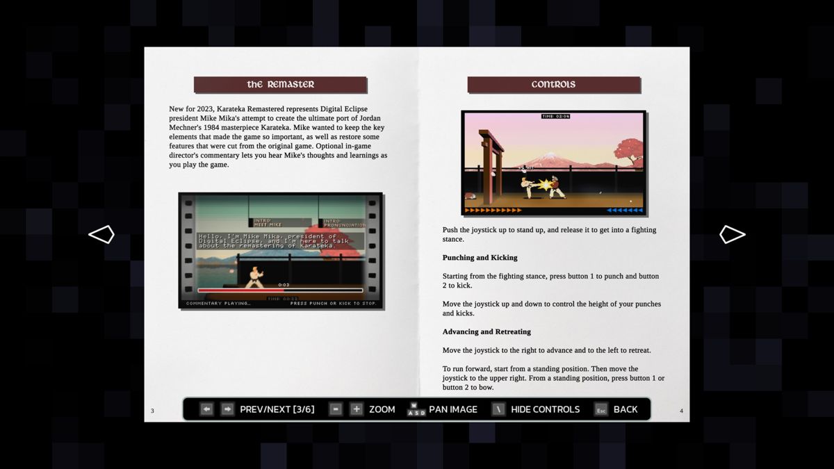 The Making of Karateka (Windows) screenshot: Karateka Remastered manual