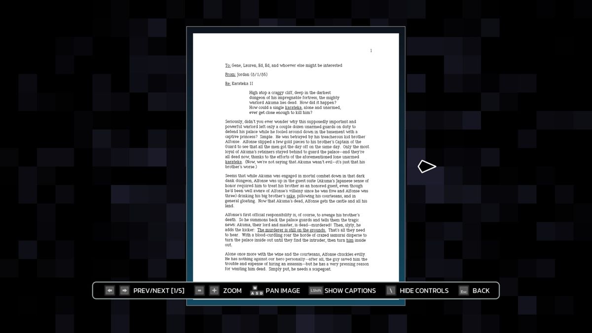 The Making of Karateka (Windows) screenshot: Karateka II's story
