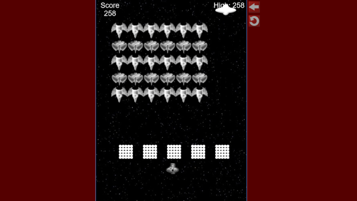Invaders (Browser) screenshot: Level 2 looks much like level 1