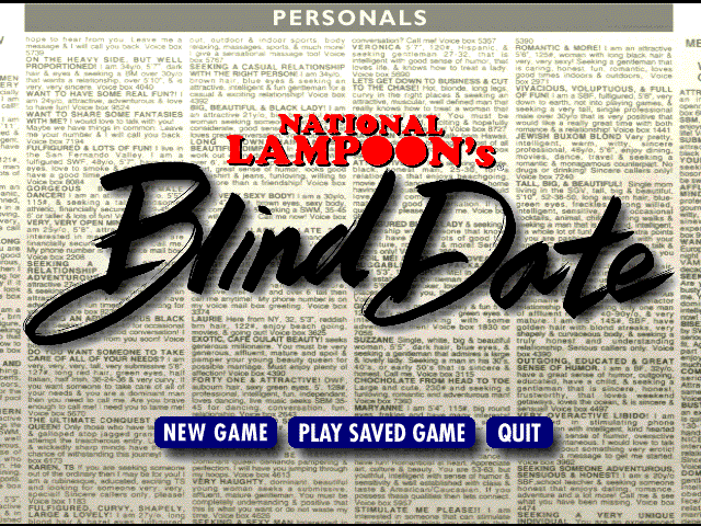 National Lampoon's Blind Date (Windows 3.x) screenshot: Main menu