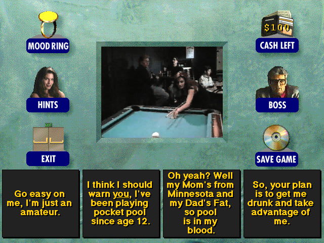 National Lampoon's Blind Date (Windows 3.x) screenshot: Interaction with our date via multiple choice