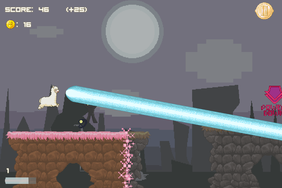 Alpacapaca Dash (Windows) screenshot: Use your laser to defeat monsters