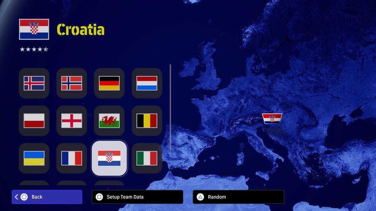 eFootball 2022 (PlayStation 5) screenshot: Country select screen