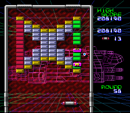 Arkanoid: Doh It Again (SNES) screenshot: Falling power-up pellets!