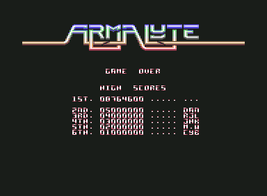Armalyte (Commodore 64) screenshot: High Scores