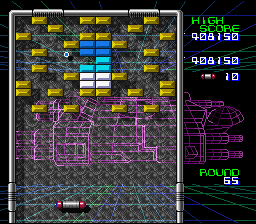 Arkanoid: Doh It Again (SNES) screenshot: All the gold bricks makes it difficult