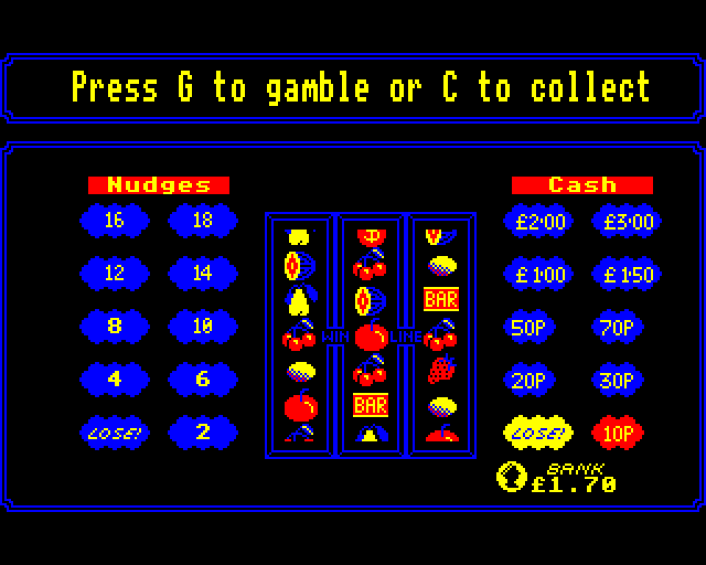 Vegas Jackpot (BBC Micro) screenshot: Collect or Gamble?