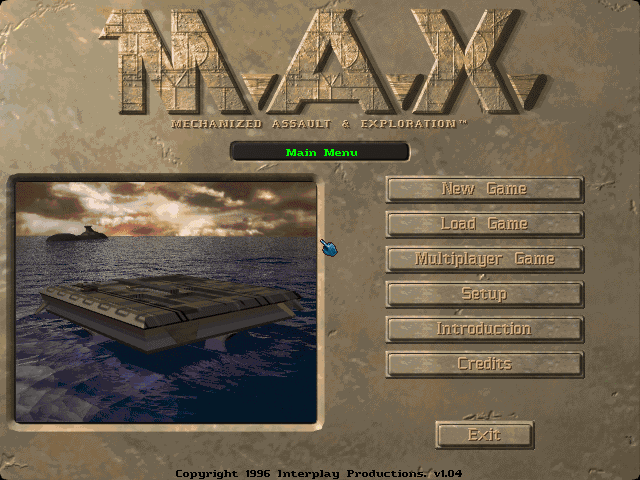 M.A.X.: Mechanized Assault & Exploration (DOS) screenshot: Menu Screen
