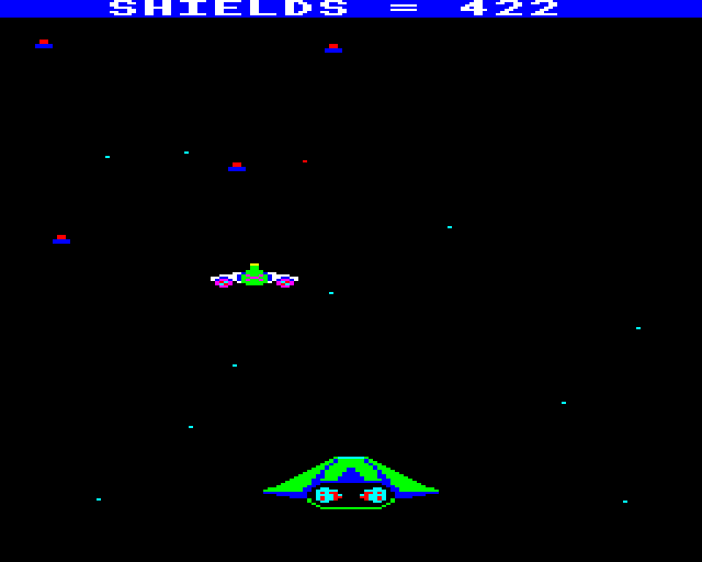 Galactic Patrol (BBC Micro) screenshot: Protect the Transporter