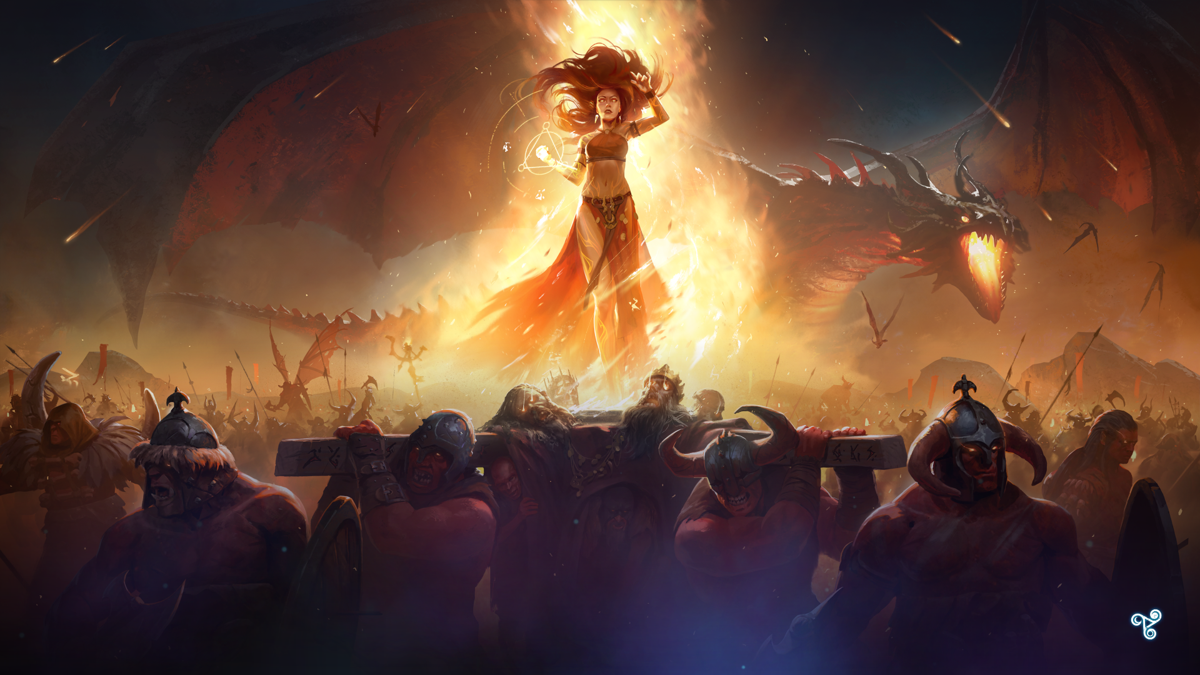 Age of Wonders 4 (Windows) screenshot: One of the many loading screens, featuring Karissa the Red