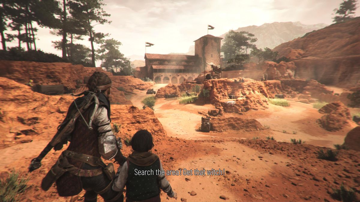 A Plague Tale: Requiem (PlayStation 5) screenshot: The guards are searching for us and there's little tall grass to hide in