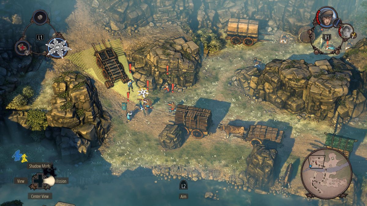 Shadow Tactics: Blades of the Shogun (PlayStation 4) screenshot: Enemy is on high alert