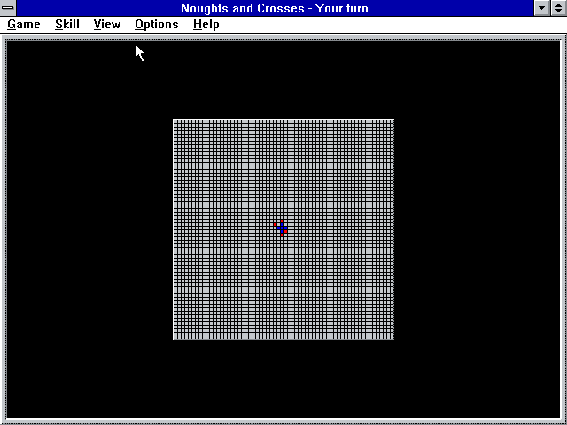 Noughts and Crosses (Windows 3.x) screenshot: The board, zoomed out