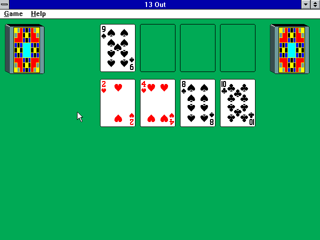 13 Out (Windows 3.x) screenshot: The start of a game