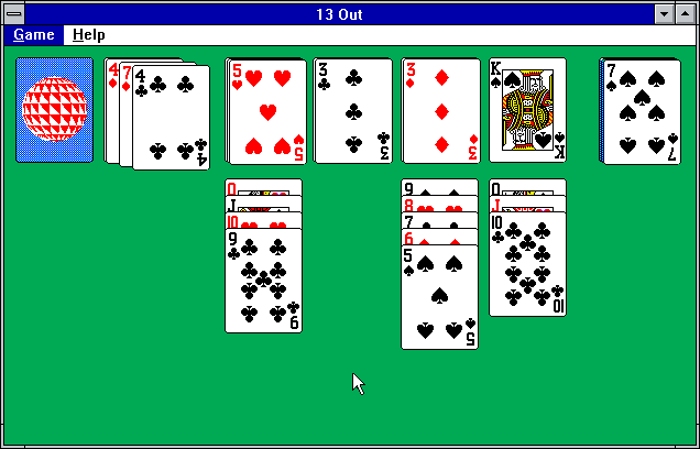 13 Out (Windows 3.x) screenshot: A game in progress