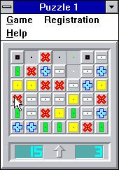 Puzzle 1 (Windows 3.x) screenshot: A game in progress