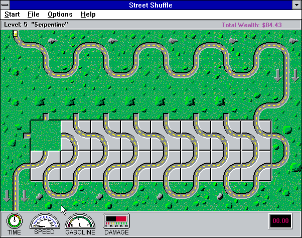 Street Shuffle (Windows 3.x) screenshot: Level 5 - "Serpentine"