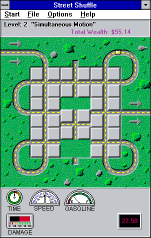 Street Shuffle (Windows 3.x) screenshot: Level 2 - "Simultaneous Motion"