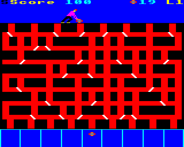 Gatecrasher (BBC Micro) screenshot: Barrel in Place