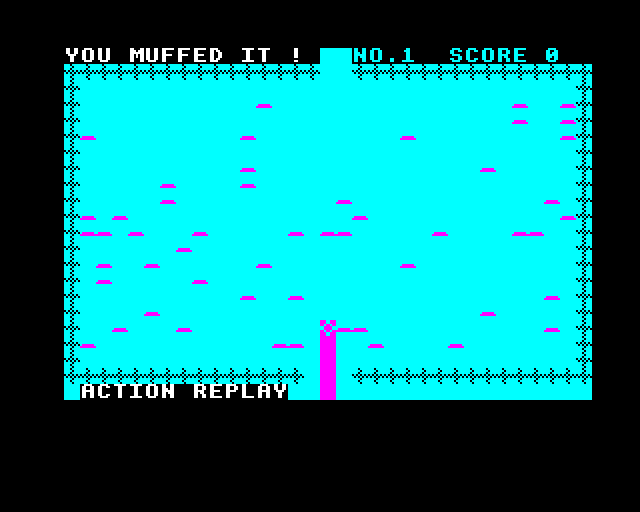 Mined-Out (BBC Micro) screenshot: Instant Replay