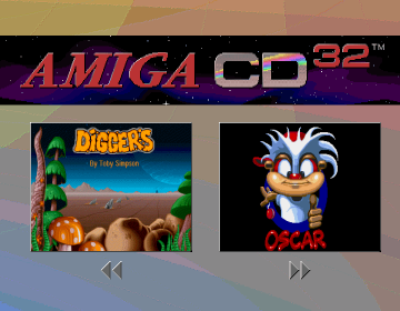 Diggers & Oscar (Amiga CD32) screenshot: Selection screen from the compilation