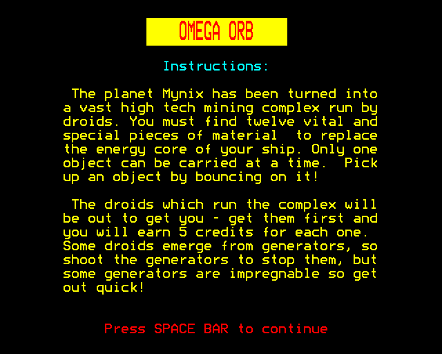 Omega Orb (1987) - MobyGames