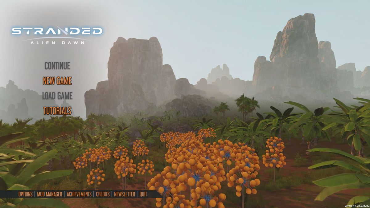 Stranded: Alien Dawn (Windows) screenshot: Main menu