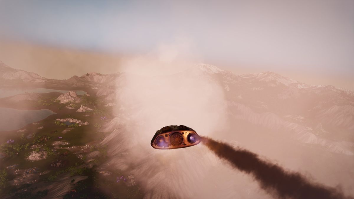 Stranded: Alien Dawn (Windows) screenshot: Crashing into an alien planet.