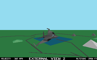 Armour-Geddon (DOS) screenshot: Controlling a stealth fighter