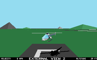 Armour-Geddon (DOS) screenshot: Controlling a helicopter
