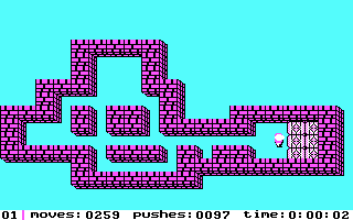 Soko-Ban (DOS) screenshot: Level 1