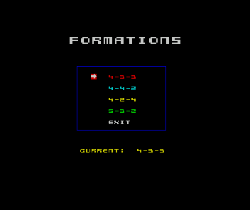 The Manager (ZX Spectrum) screenshot: 4-3-2 was the most popular formation at the time