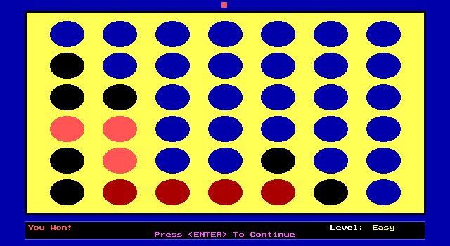 4-In-A-Row (DOS) screenshot: I won against the computer