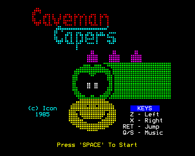 Caveman Capers (BBC Micro) screenshot: Commands