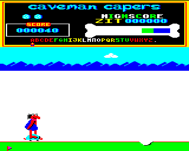 Caveman Capers (BBC Micro) screenshot: Jumping Holes