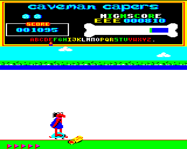Caveman Capers (BBC Micro) screenshot: Logs