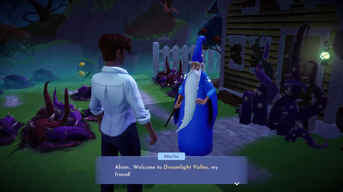 Disney Dreamlight Valley (Nintendo Switch) screenshot: Meeting Merlin