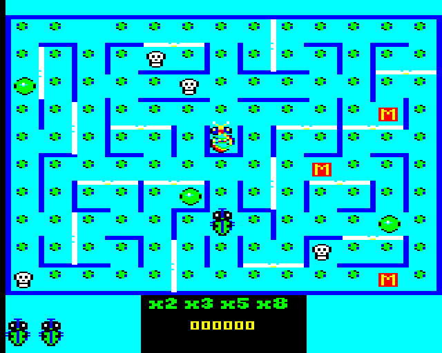 Chrysalis (BBC Micro) screenshot: Moving through the Maze