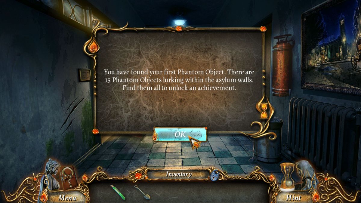 9 Clues 2: The Ward (Windows) screenshot: There are Phantom Objects to be found and Achievements to be earned