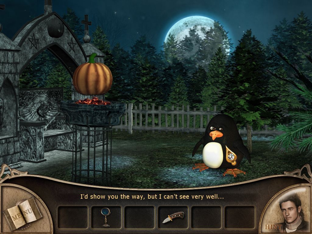 Aaron Crane: Paintings Come Alive (Windows) screenshot: Why is there a talking penguin in this level? Well why not, they have to live somewhere.