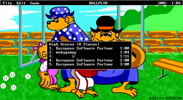 Berenstain Bears Jr. Jigsaw (DOS) screenshot: Final Score