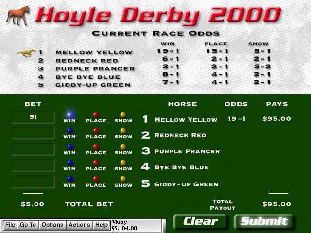 Hoyle Casino (Windows) screenshot: Horse racing