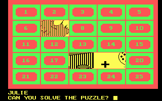 Classic Concentration (DOS) screenshot: As tiles are removed (with correct matching), more of the hidden puzzle is revealed.