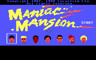 Maniac Mansion (DOS) screenshot: Main menu